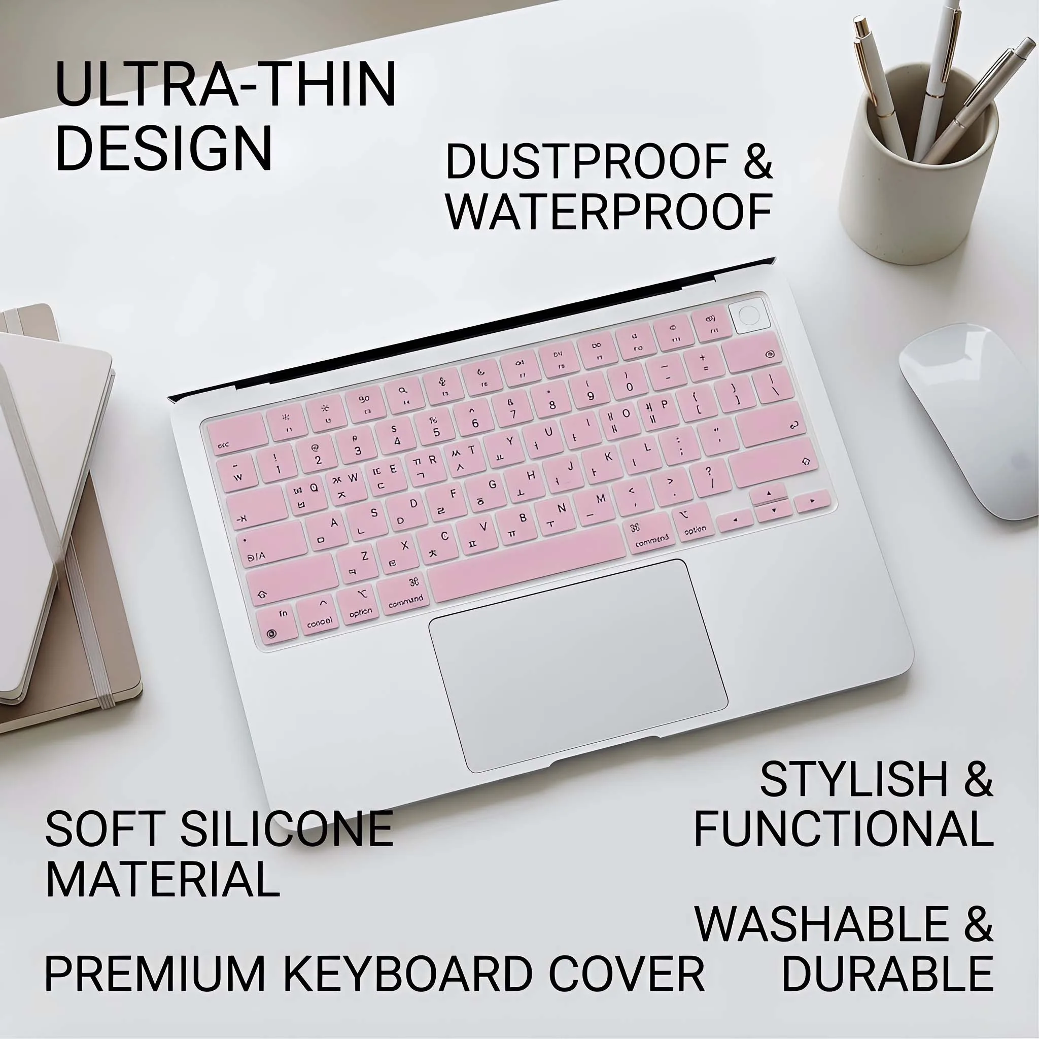 Korean Language Keyboard Skin for 13-Inch MacBook - Silicone Dust-Proof Protector with Touch ID