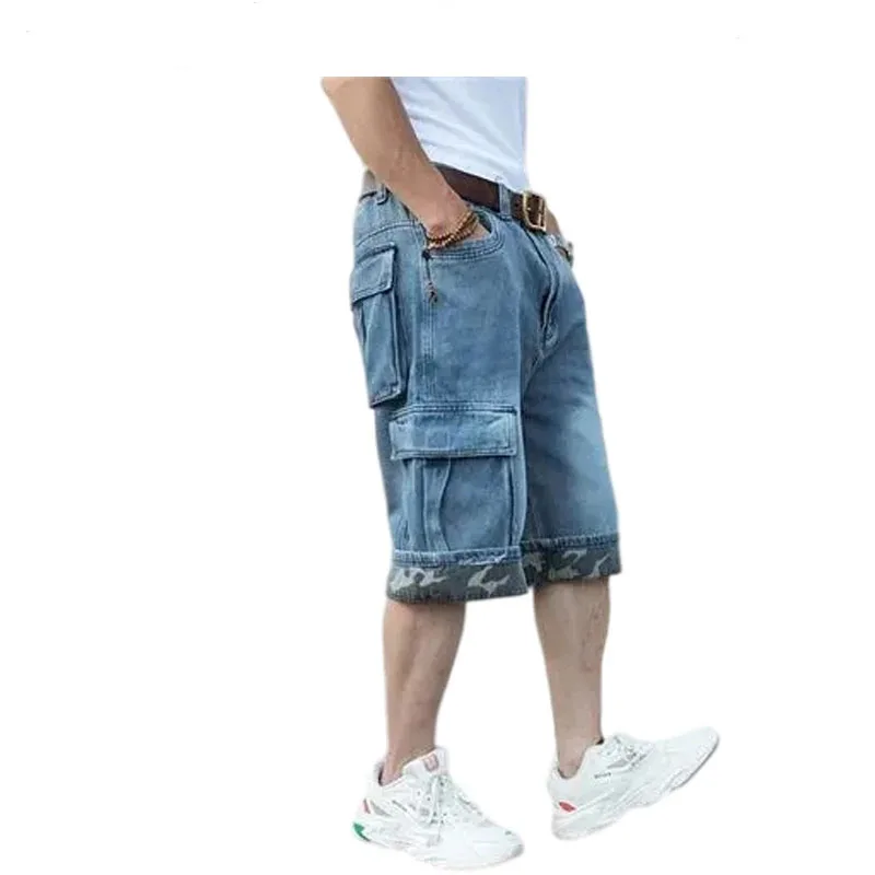 パンツ Cargo Shorts Combined Denim Pants Kruze Mens Cargo Shorts Combat Denim Jean Shorts Summer Knee