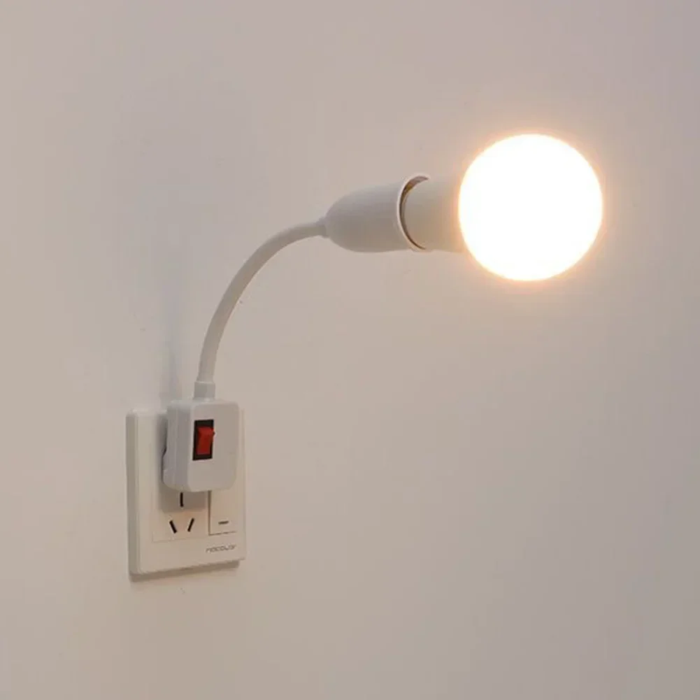 Stainless Steel E27 Lamp Base Flexible Bend Mobile Test Light Socket Light Adapter Plug Switch With On/Off EU US Plug in