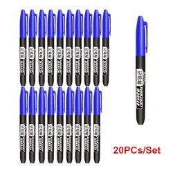 6 - Piece Set of Waterproof Fine Point and Thick Nib Markers in Black, Blue, and Red Ink (20PCs Blue)