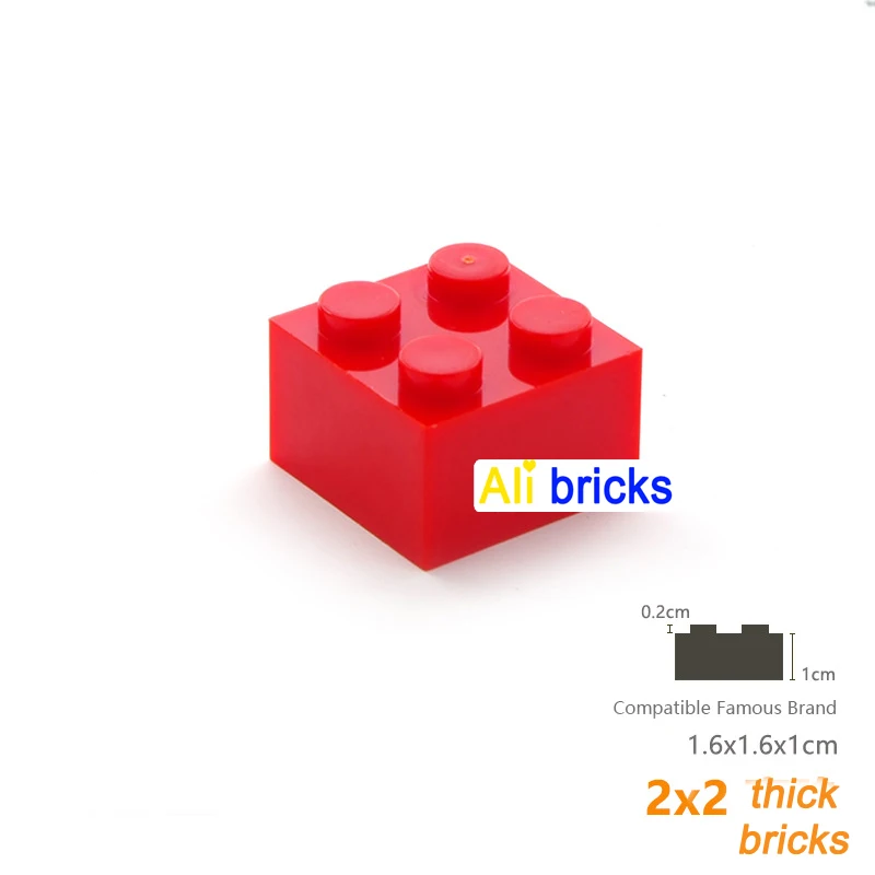 500pcs 2x2 도트 대량 빌딩 블록 두꺼운 피규어 벽돌 교육 크리 에이 티브 플라스틱 장난감 어린이를위한 3003 호환