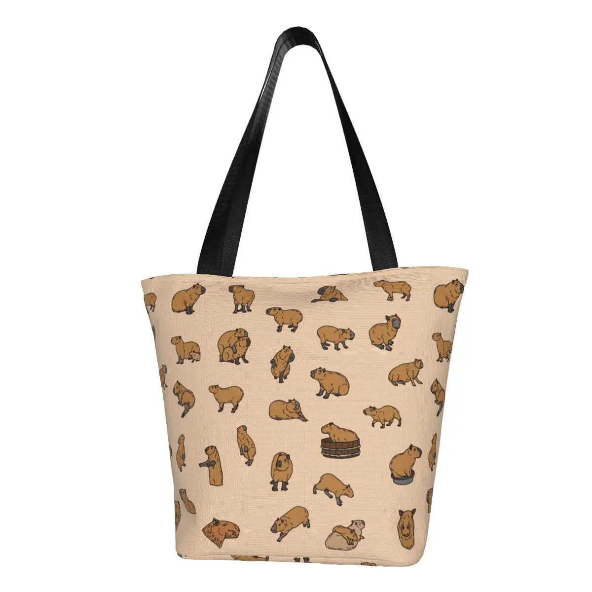 

Fashion Cute Capybaras Shopping Tote Bag Reusable Animal Canvas Groceries Shoulder Shopper Bag