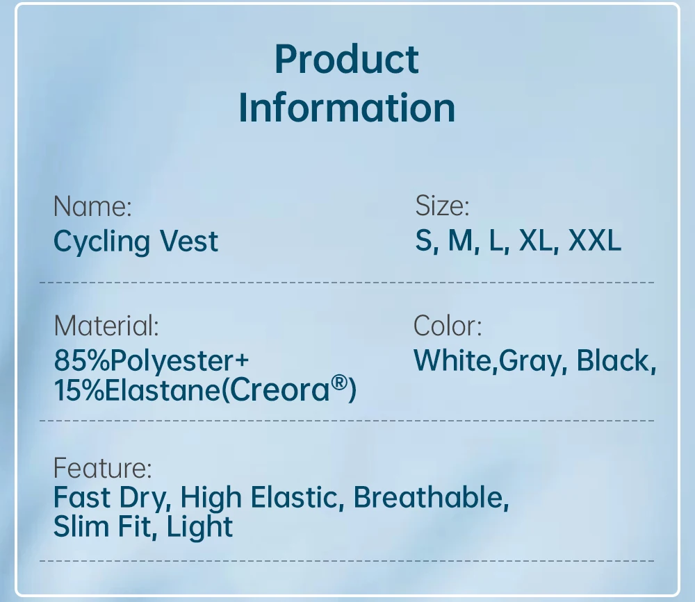 Description Picture 3 of itemMen Cycling Vest Base Layer Summer Bicycle Clothing Jersey Sleeveless Women MTB Road Bike Clothes Mesh Underwear White Black