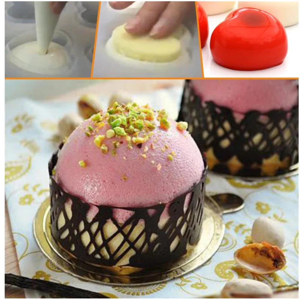 6 Cavity Mousse Cake Mold French Dessert Silicone Mold Flower Round Shaped  Chocolate Jelly Baking Mould Cake Decorating Tool