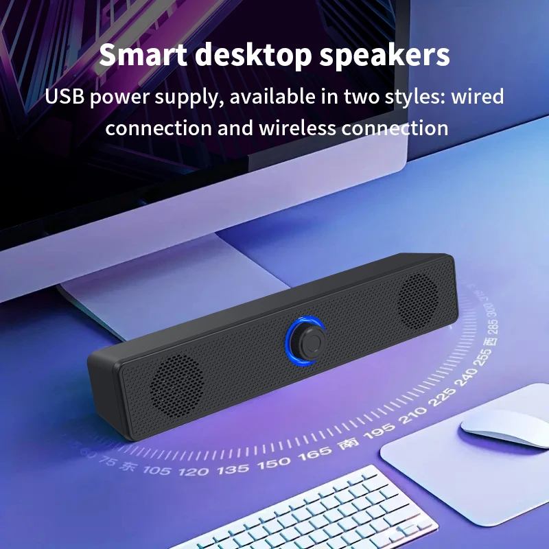 긴 데스크탑 듀얼 스피커, 유선 1002, 무선 블루투스 3511, USB 전원, AUX 3.5mm,LED 조명, 3D 스테레오 노트북 TV 스피커