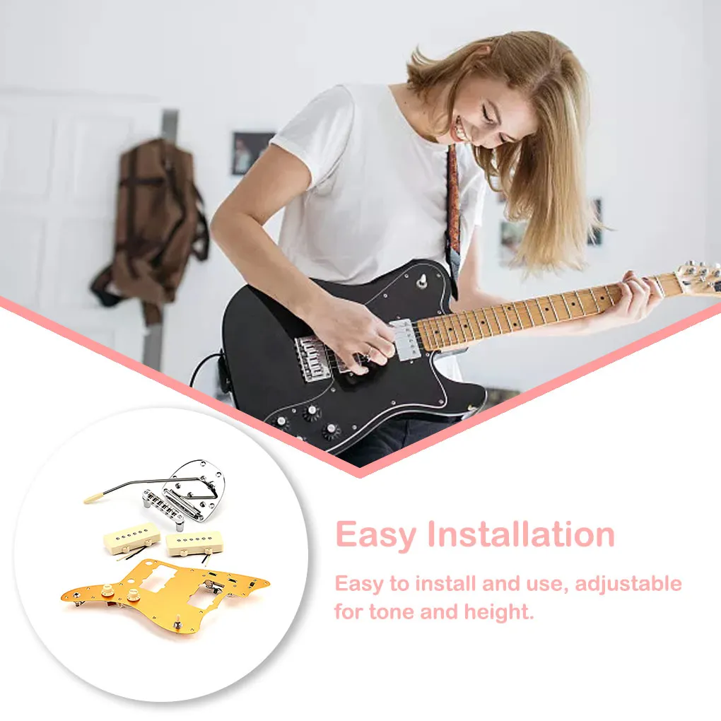 

Guitar Pickguard Adjustable Pickup Bridge Set Drop Resistance Rustproof Guitars Fitting Home Children Adult Man