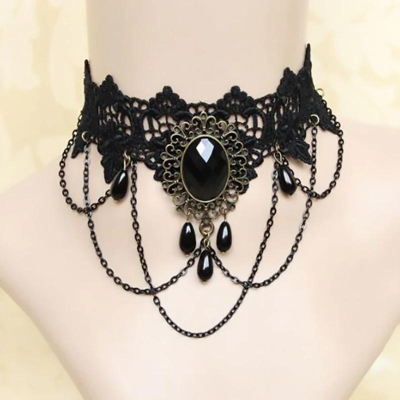 Korean Fashion Velvet Choker For Women Vintage Sexy Lace Necklace With Pendants Gothic Girl Neck Jewelry Accessories