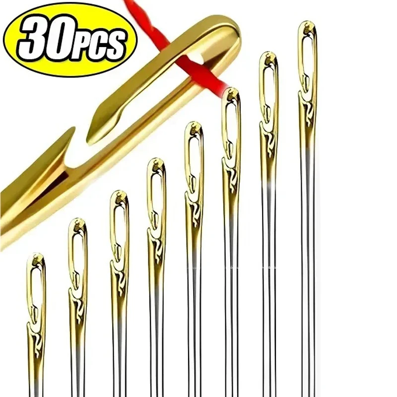 Sewing Needle Side Hole Blind Sewing Needles Stainless Steel Elderly Hand Sewing DIY Self Threading
