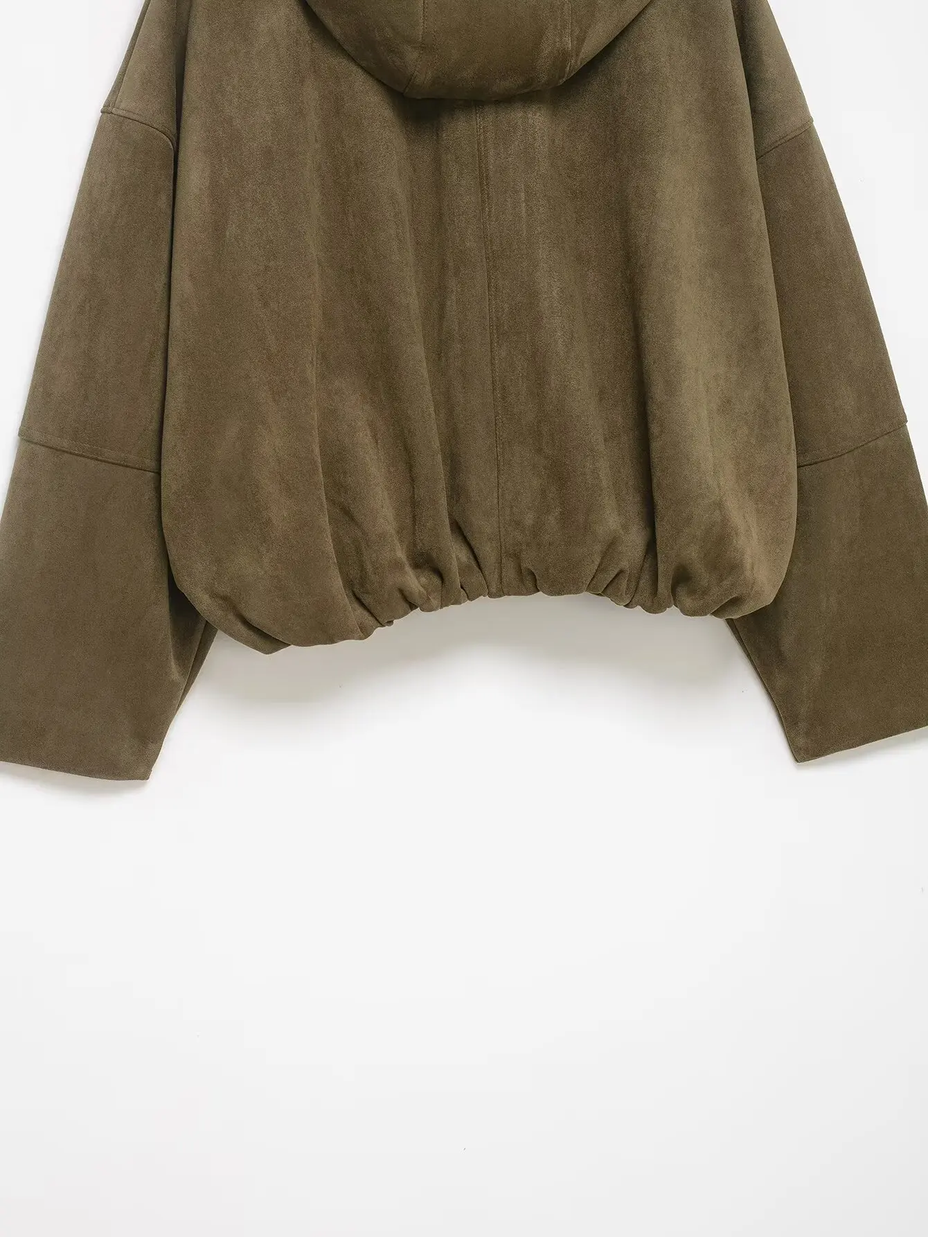 HH Damen Frühjahrs-Mode Langarm Reißverschluss Wildleder-Textur Kapuzen-Pilotenjacke Lässiger Komfortabler Einfarbiger Mantel – Detail 11