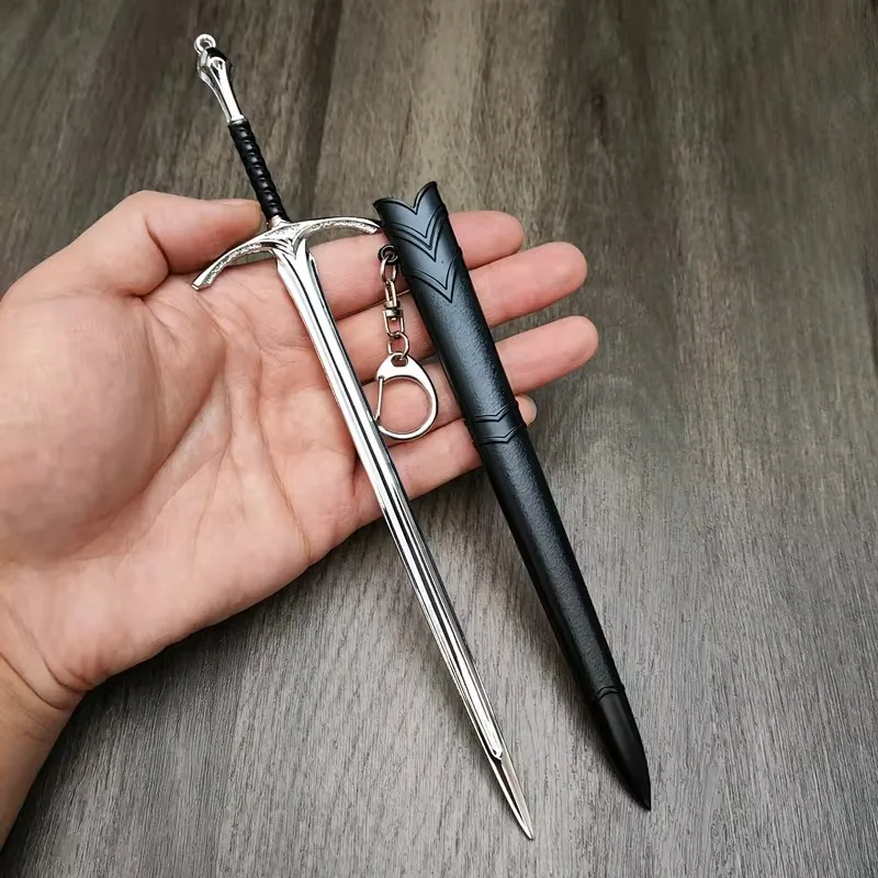 22cm Glamdring Aragorn Narthil Sword Elves Anduril Middle-earth Weapon Metal Katana Samurai Sword Keychain Ornament collections 6