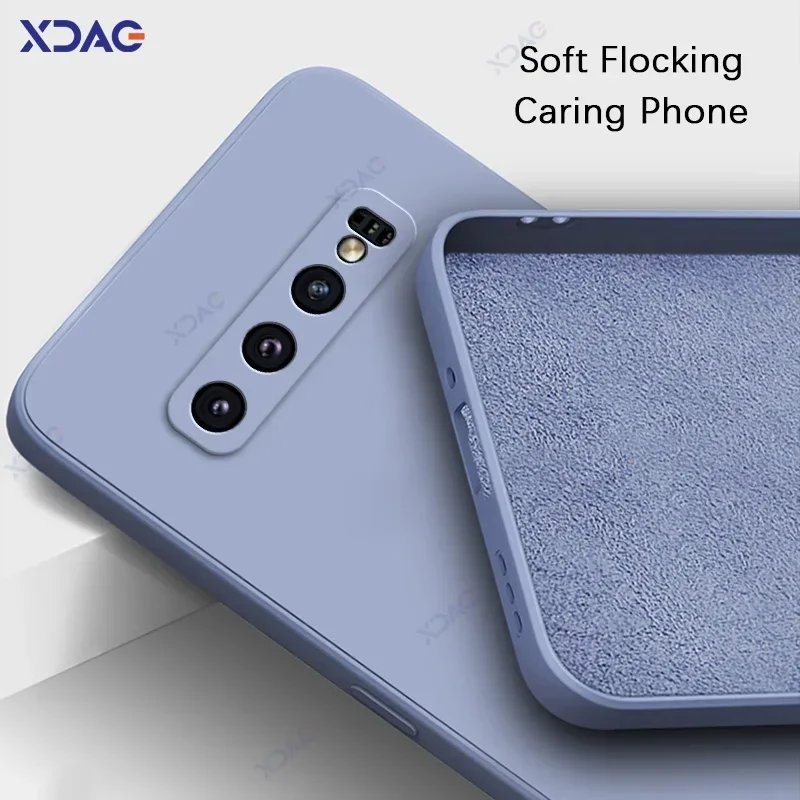 Premium Square Liquid Silicone Waterproof Phone Case - Luxury Soft Cover for Samsung Galaxy S10 Series