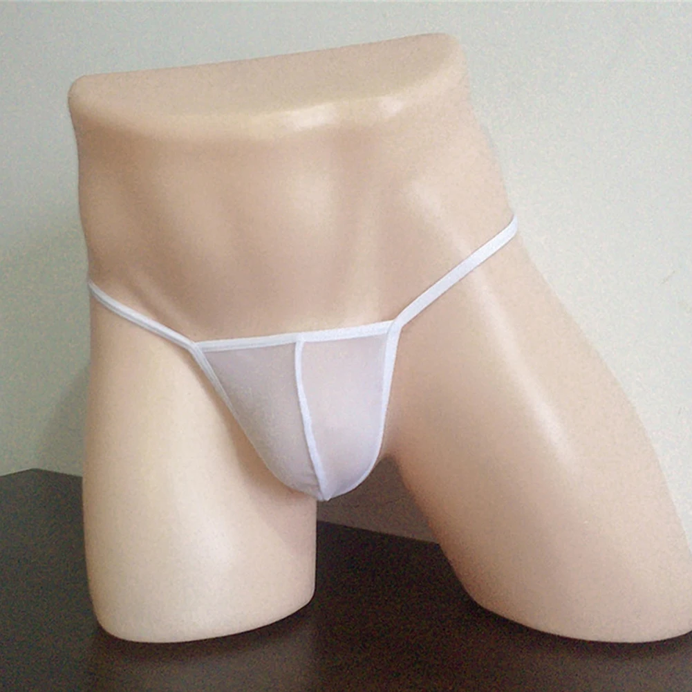 

Male See Through G-String Sexy Underwear Elastic Thongs T-Back Briefs Flirt Tease Underpants Scrotum Panties Cock Bulge