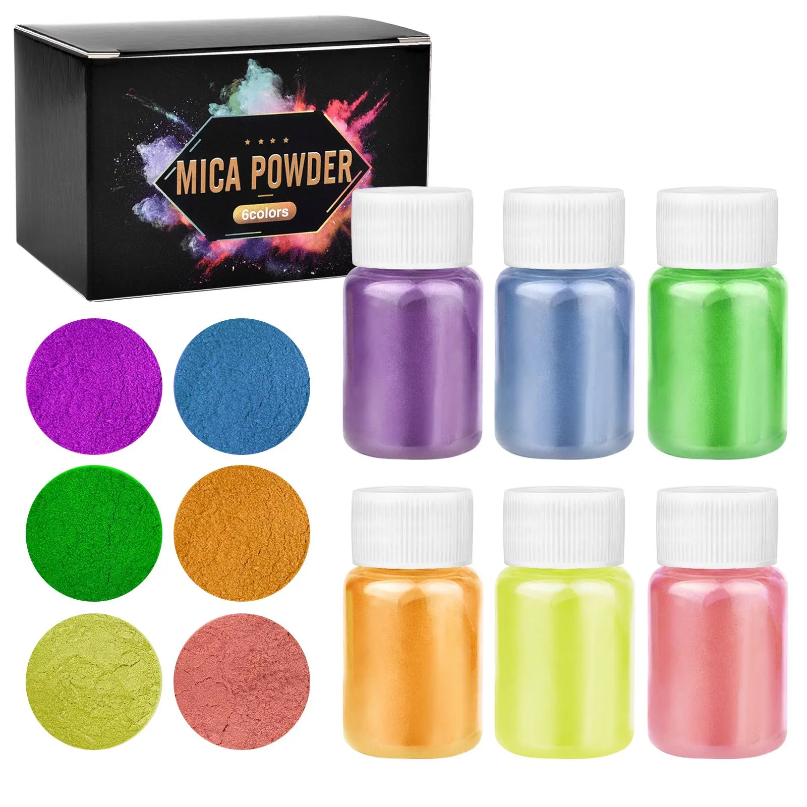 Polvo de mica – Juego de tintes de resina epoxi natural de 4.23 oz –  Pigmento de color nacarado para hacer jabón, slime, esmalte de uñas, bomba  de