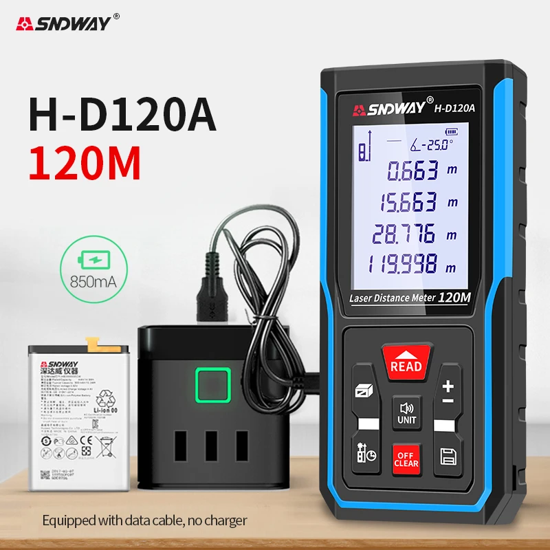 Laser Rangefinder Distance Meter Laser Tape Measure Digital Tape Measure SNDWAY Laser Distance Meter 50m 70m 100m 120m Rangefinder Digital Range Finder Trena Roulette Ruler