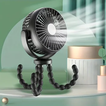 미니 휴대용 유모차 선풍기, 배터리 작동 소형 클립 온 선풍기, 탈착식 3 단 충전식, 360 ° 회전 유연성 상품 이미지