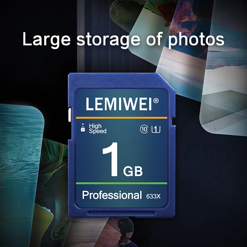 실제 용량 Lemiwei SD 메모리 카드 고속 256MB 512MB 클래스 10 USH-1U1 진한 파란색 1GB 2GB 카메라 파일 저장용