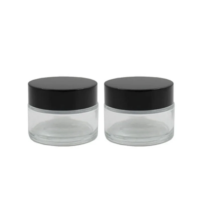 

15Pcs Transparent Glass Jar Empty Containers Shiny Black Lid Refillable Bottle Cosmetic Eye Cream Pots 5G 10G 15G 20G 30G 50G