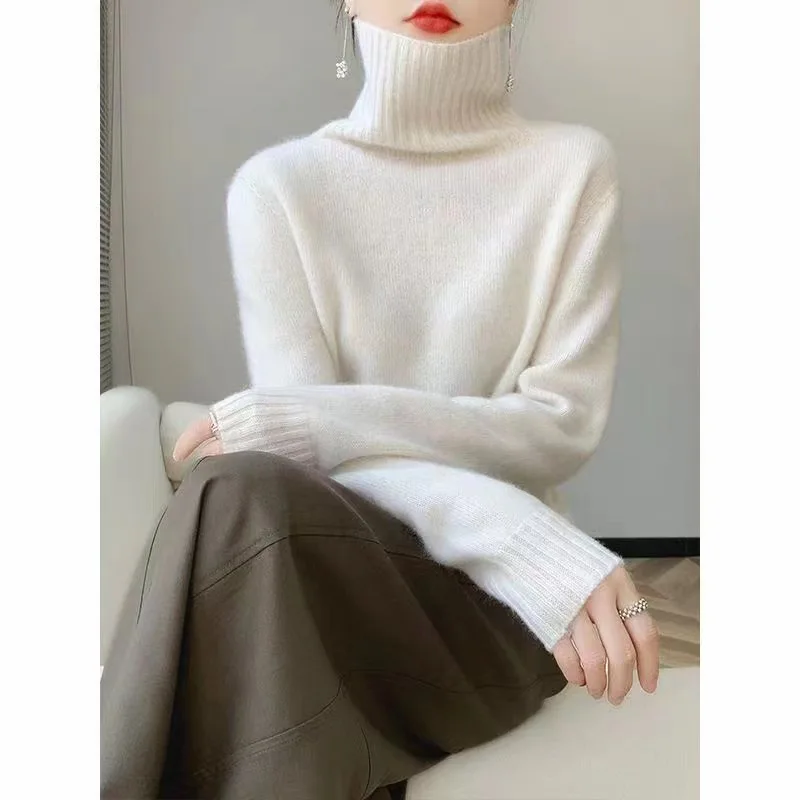 Women Autumn Winter Turtleneck Knitwear Pullover