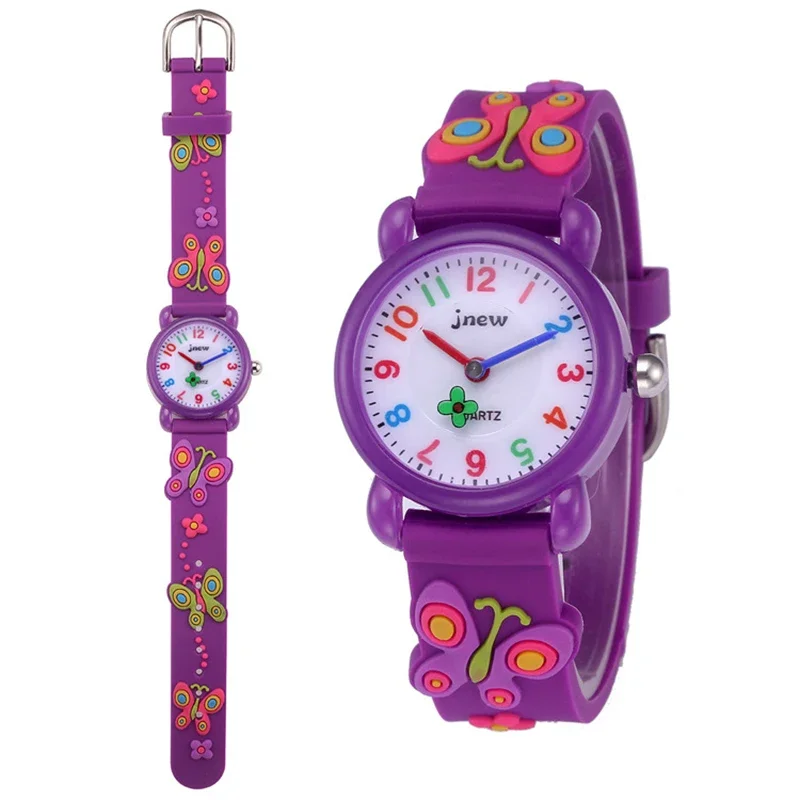 Boys and Girls with Children Cute Fashion Butterfly Rubber Quartz Watch Students Watch Colorful Tape Boy Girl Student Gift Watch 6