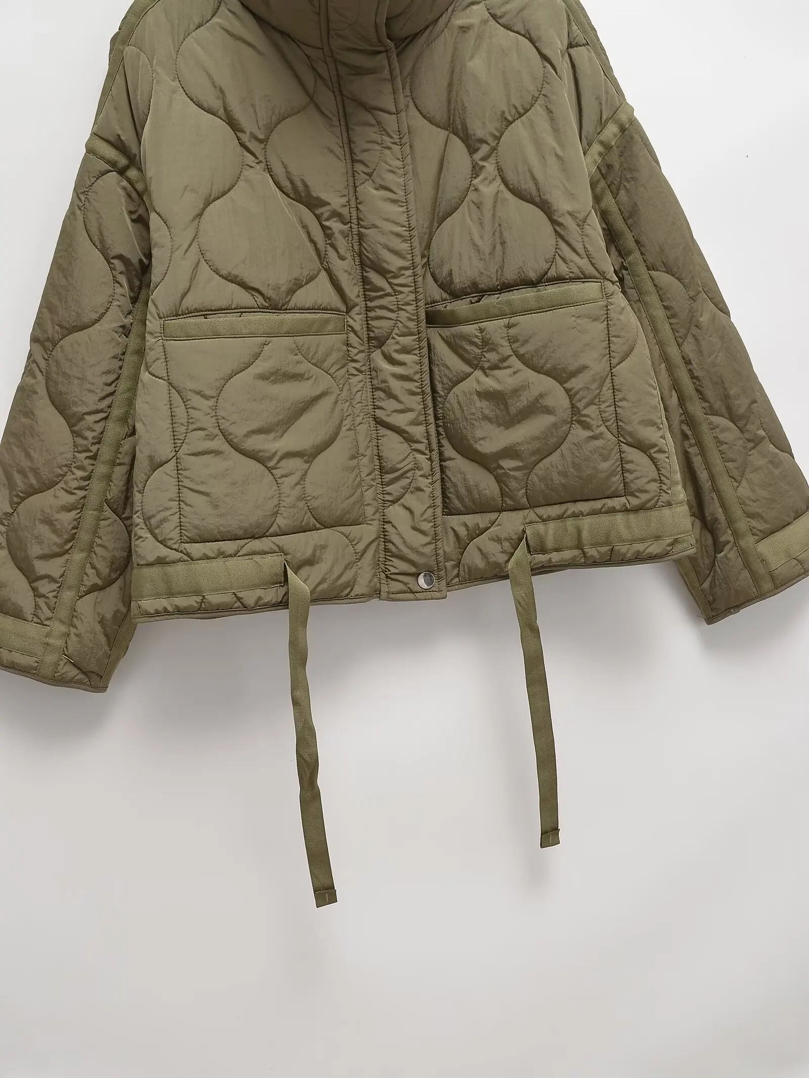 Womens Cotton Jacket - European American Style Winter Zipper Stand Collar Loose Fit
