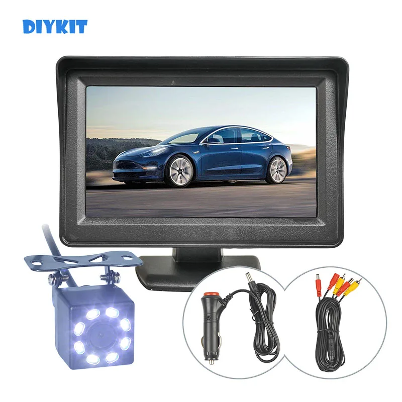 

DIYKIT Wire 4.3inch TFT LCD Backup Car Monitor HD LED Rear View Car Camera Kit Reversing Auto Parking Assistance System Kit