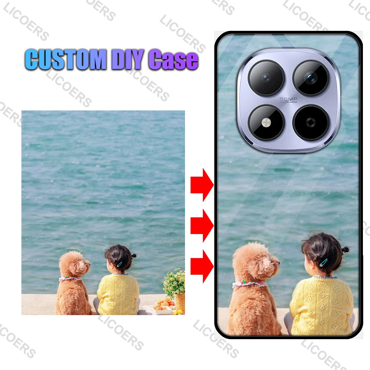 Personalized Shockproof Soft Matte Silicone & Tempered Glass Case with Custom Photo & Text Design