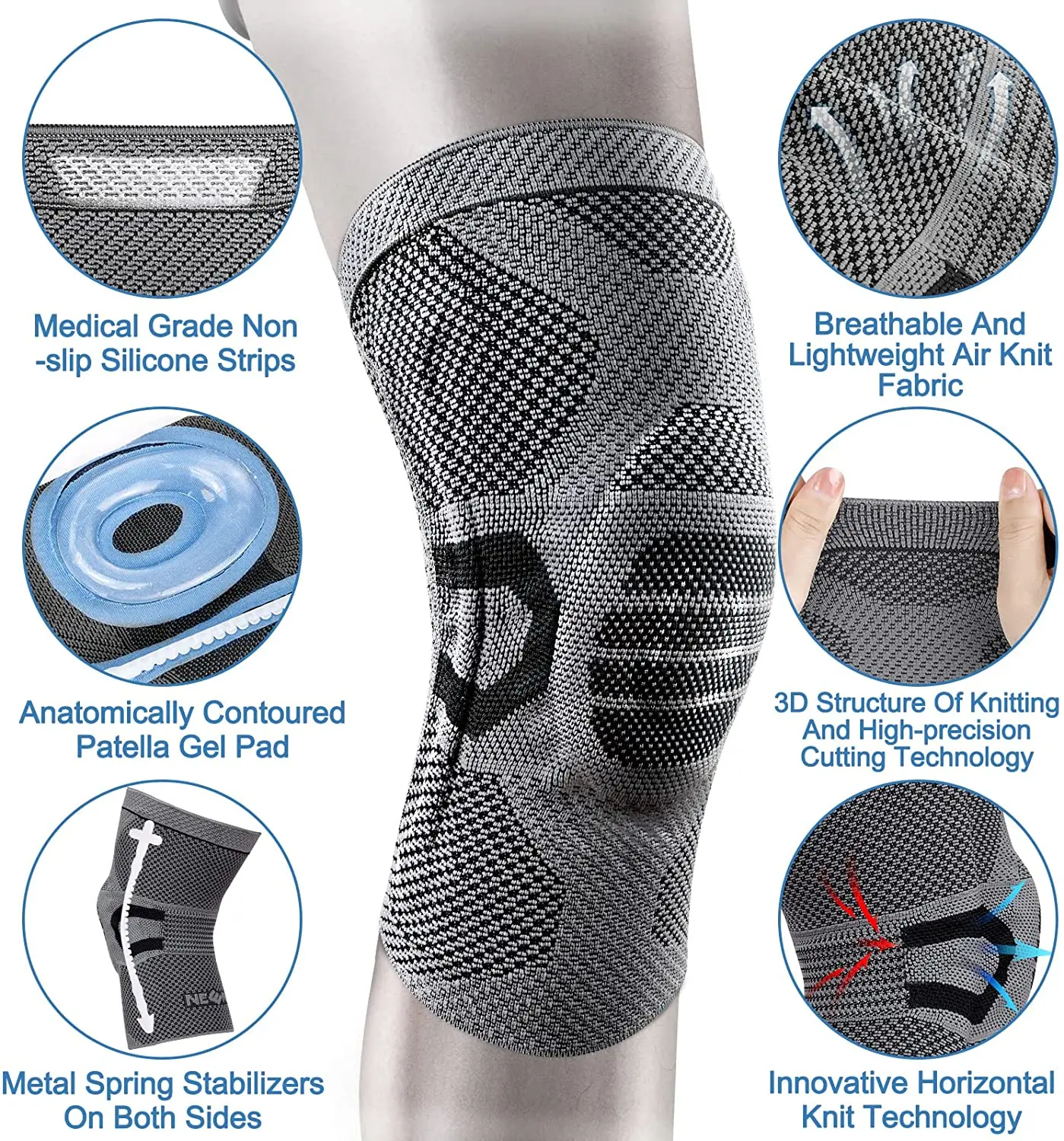 NEENCA Knee Brace Compression Knee Sleeve Support Sports Knee Pad