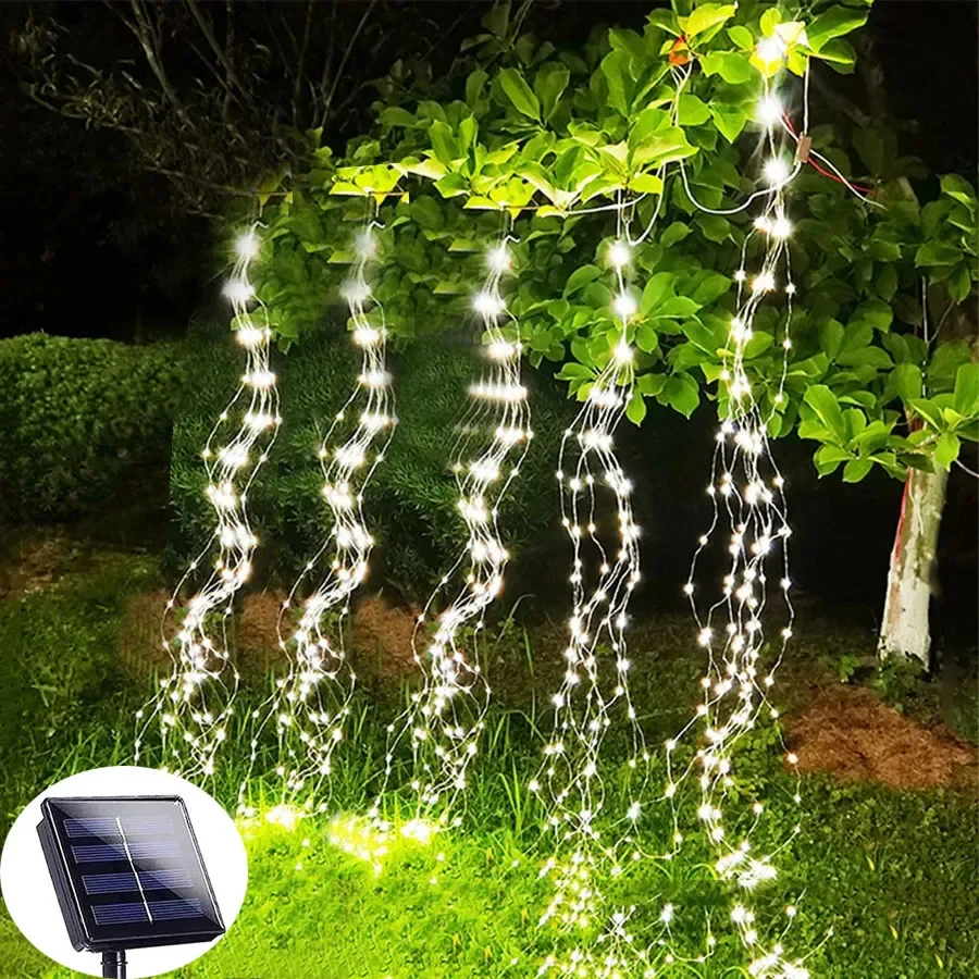 100/200Led Solar O Eu Plug Fairy Waterfall String Light Outdoor Vine Branch Garland Light Holiday Wedding Christmas Tree Decor