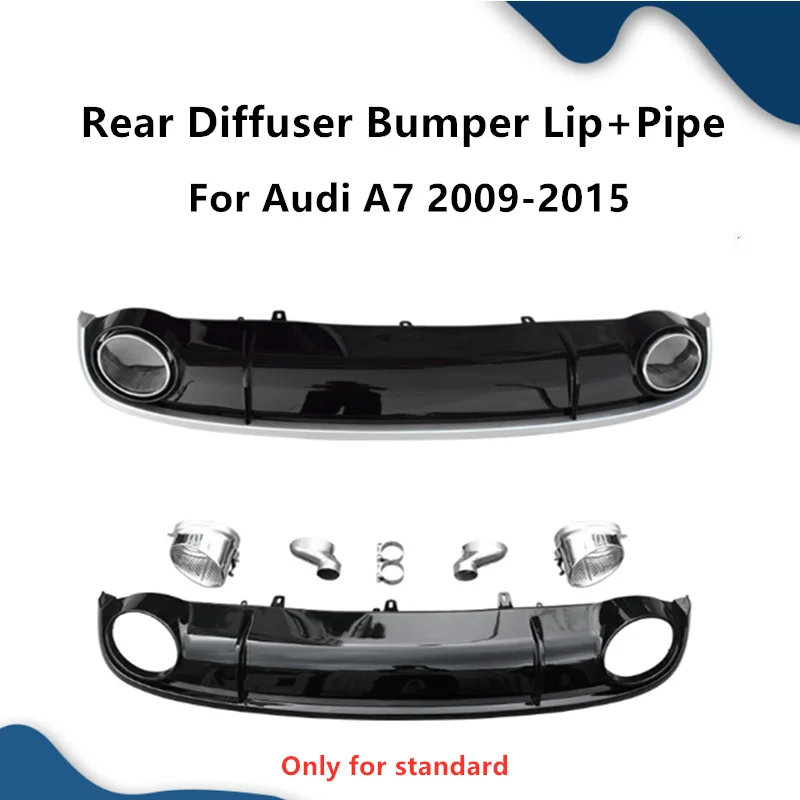 

Gloss Black Auto Diffuser Rear Bumper Lip For Audi A7 2009 2010 2011 2012 2013 2014 2015 Upgrade S7 Style Diffuse Exhasut Tip