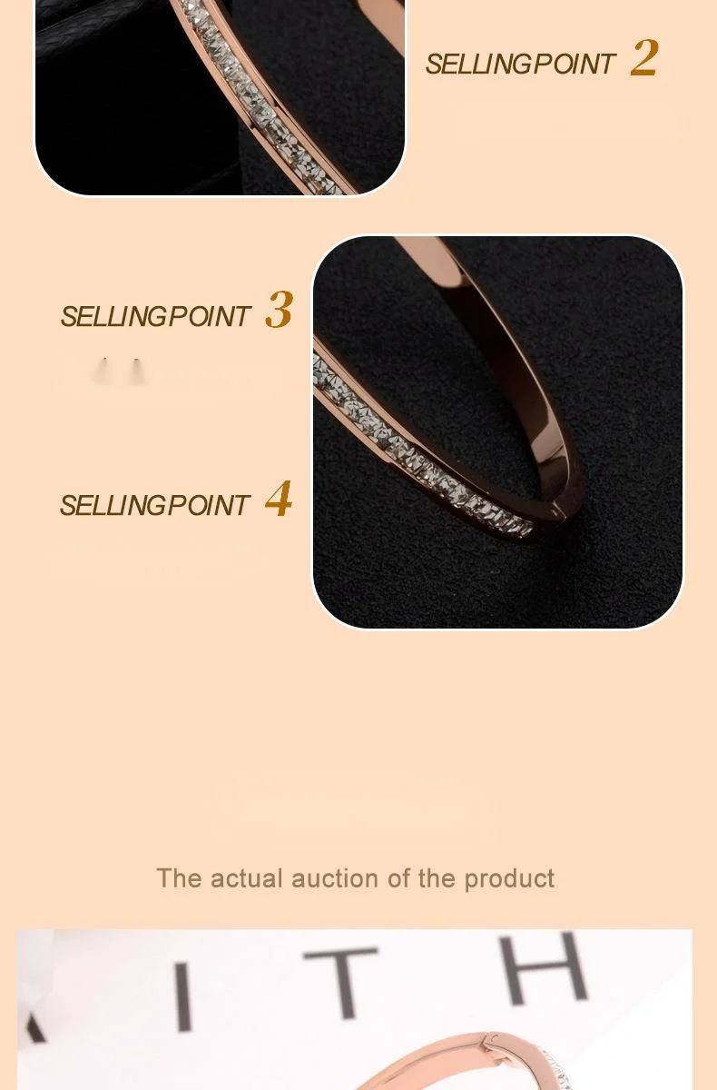 Round Diamond Inlaid Titanium Steel High-end Feel Ins Niche Design, Simple And Cool Style Bracelet_voghion.com