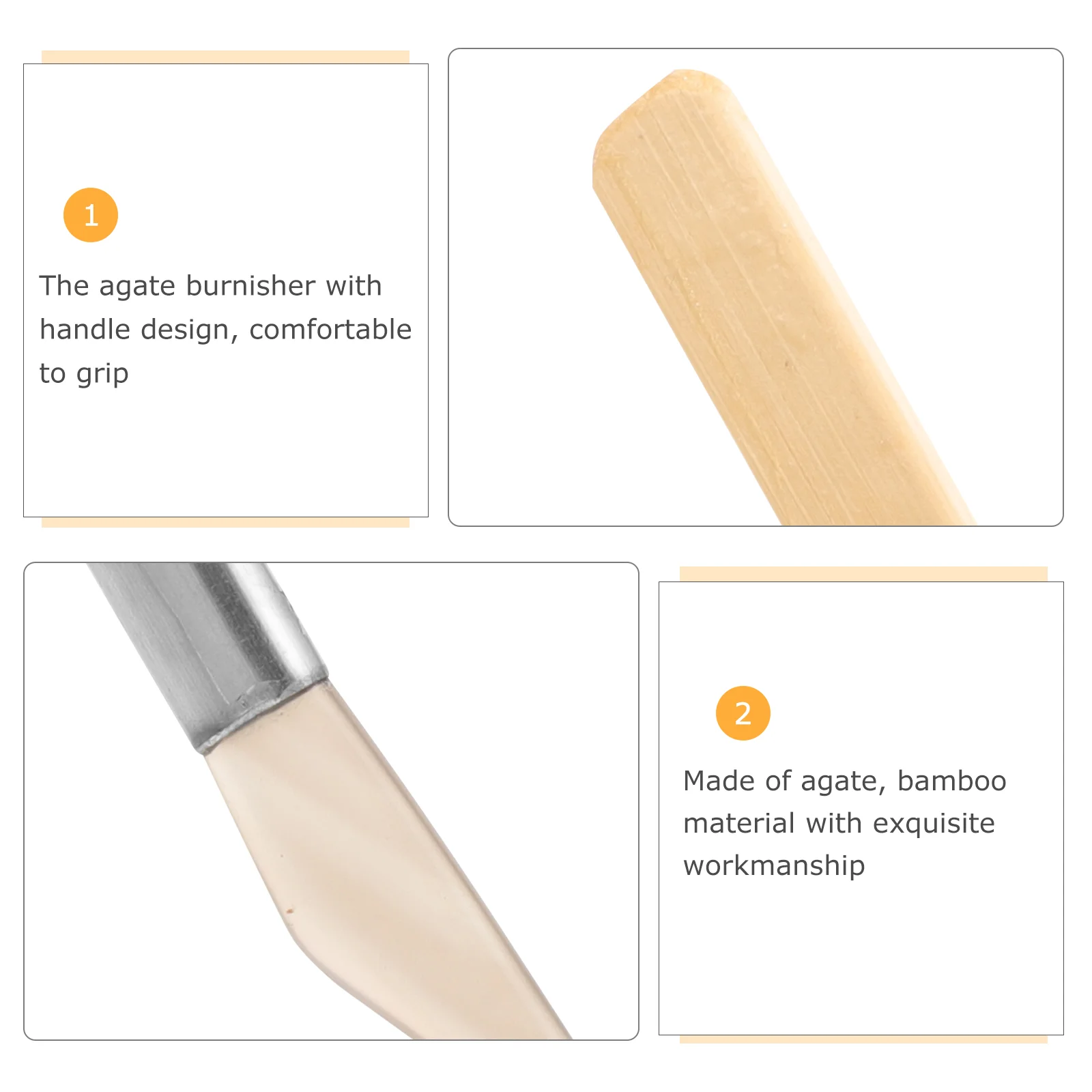 2 Pcs Agate Jewelry Smoothing Tool With Handle Polishing Burnisher Natural Burnishing For