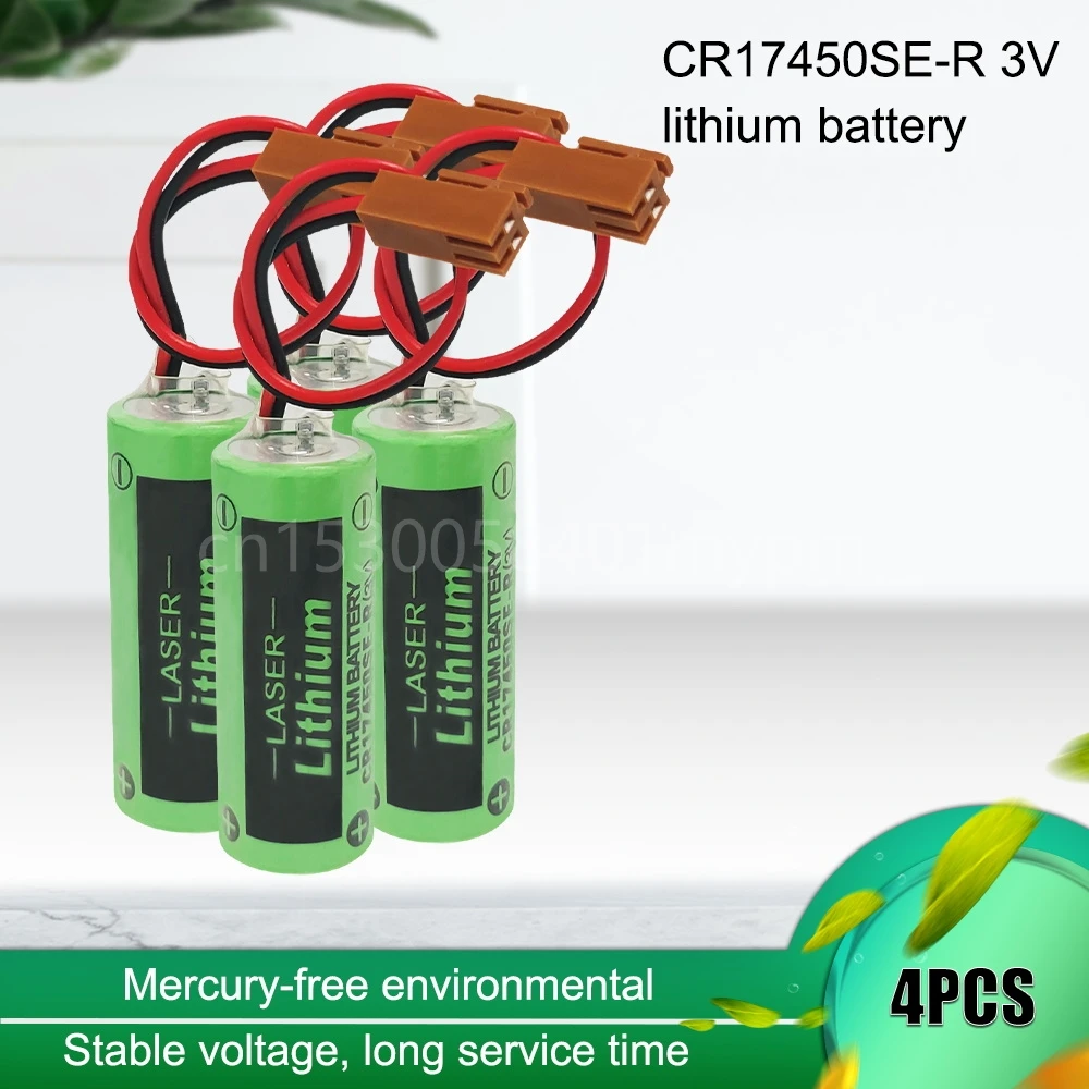 

4PCS A02B-0200-K102 A02B-0200 Li-ion Batteries CR17450SE-R CR17450 CR17450SE 3V PLC Battery with Brown Plug