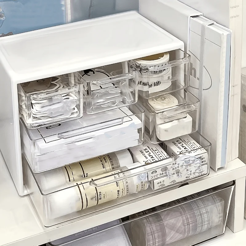 Dustproof Clear Plastic Desktop Mini Storage Box with Drawer – Transparent Organizer for Hair Clips, Jewelry, Keys Small Tools 1