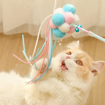 귀여운 애완 동물 고양이 장난감 요정 재미있는 고양이 스틱 깃털 리본 물기 방지 재미있는 고양이 스틱, 벨 장난감 세트, 고양이 장난감, 고양이 댄서 지팡이