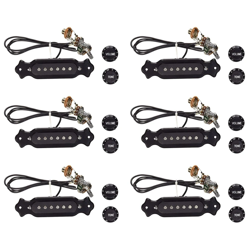 

6X Pre-Wired 6-String Single Coil Pickup Harness With Volume & Tone Pots For Electric Cigar Box Guitar Electric Box