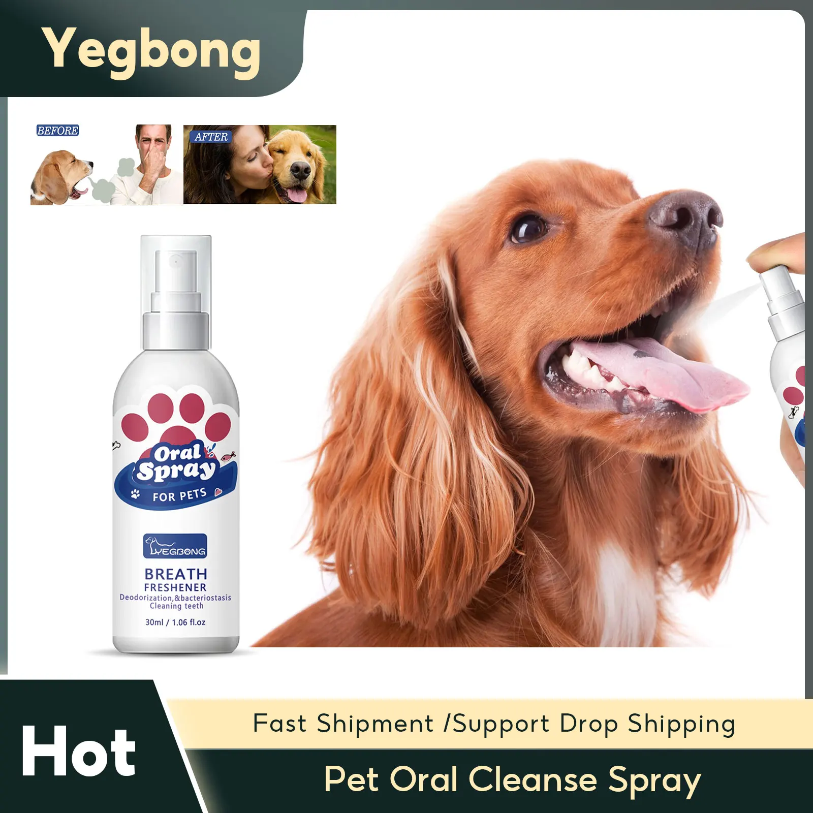 

Pet Oral Cleanse Spray Dog Cat Mouth Fresh Teeth Tartar Cleaning Prevent Calculus Deodorant Whitening Pet Teeth Cleaner Spray