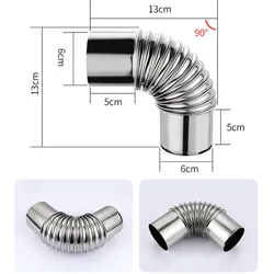 60/70/80mm Stainless Steel 90 Degree Elbow Chimney Lining Elbow 90° Multi-flue Stove Pipe For Outdoor Camping Wood Stove Chimney