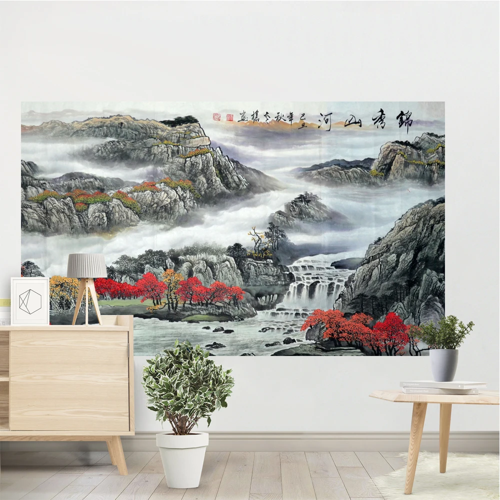 

Traditional Chinese Landscape Tapestry Living Room Wall Decoration Cultural Heritage Artistic Conception Beauty