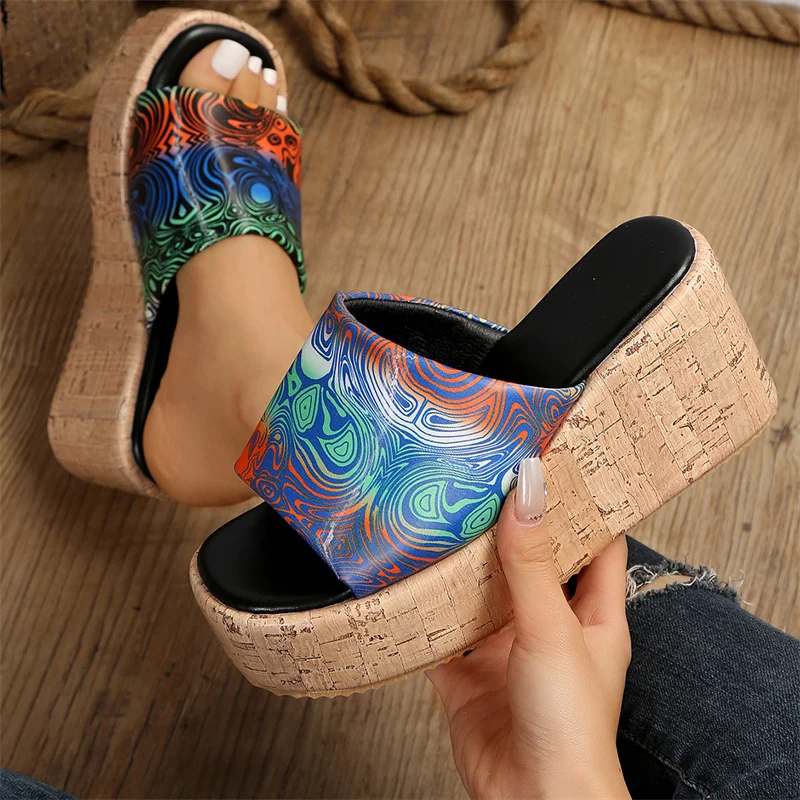 

2023 New Summer Casual Platform Wedges Heels Slippers Ladies Fashion Open Toe Roman Fish Mouth Women's Sandals Shoes Size 36-43