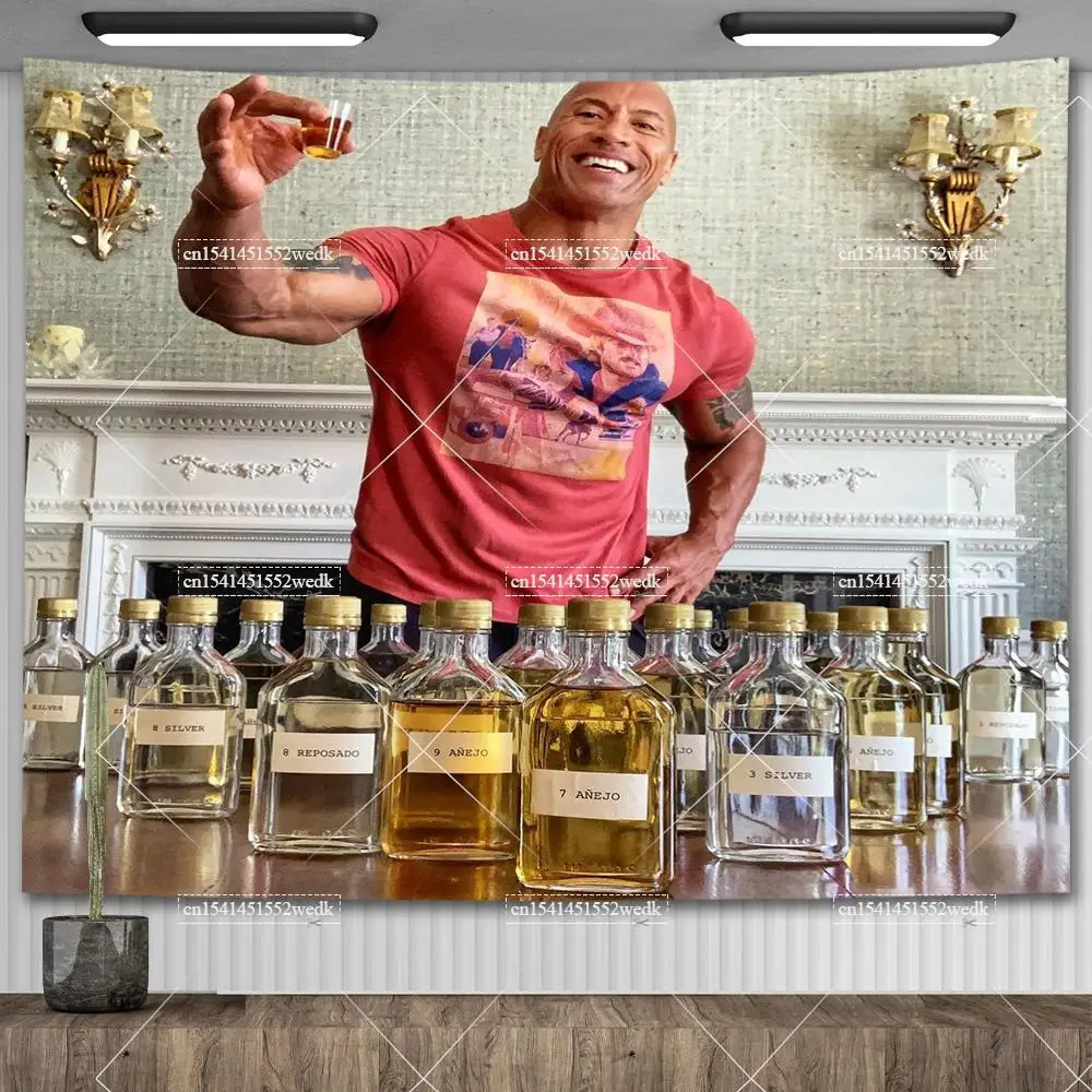 The Rock Johnson Eating Blueberry Pancakes Wall Hanging Tapestry Kawaii Room Decor Meme Tapestry Bedroom Decoration Aesthetic tapestry decorations