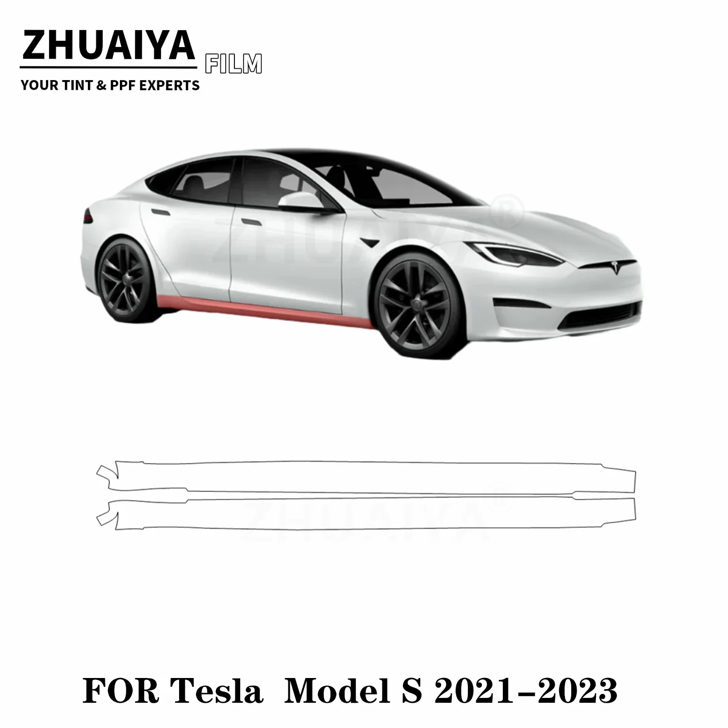 

For Tesla Model S Rocker Panel PPF Paint Protection Film 8mil 2021 2022 2023 car body film