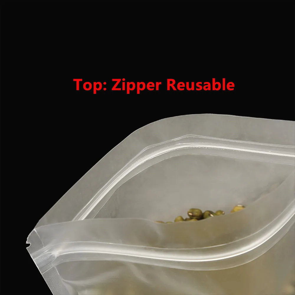Food Grade Zip Lock Bag 100pcs Matte Transparent Zipper Resealable Plastic Pouch - Self-sealing Packaging for Underwear / Snacks 2