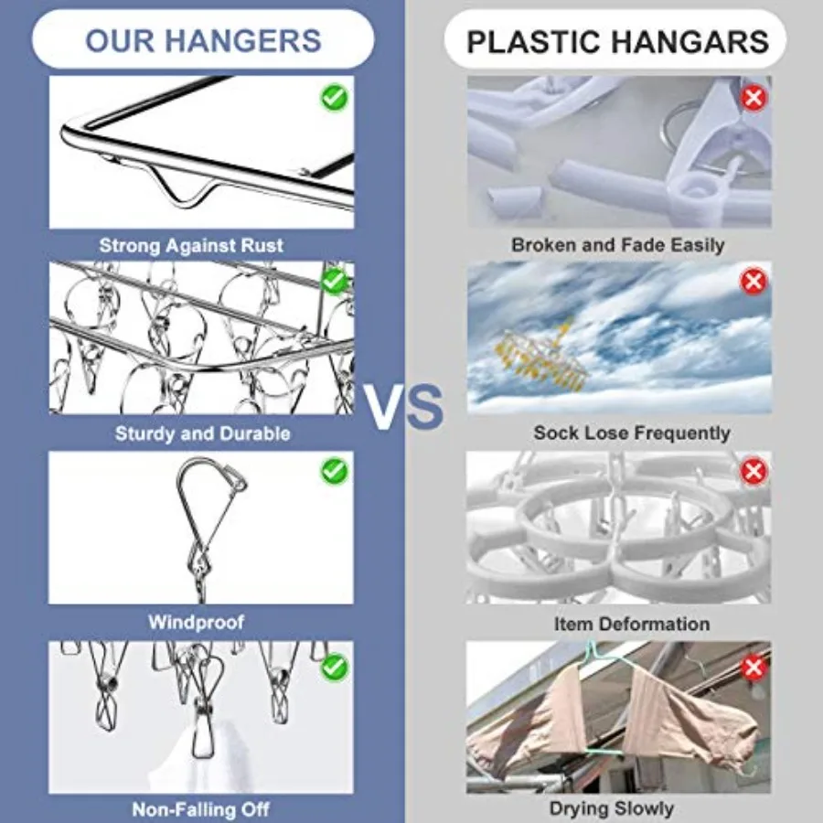 Folding Stainless Steel Laundry Drying Rack with 52 Clips for Home Use: Ideal for Drying Towels Bras Lingerie Socks Underwear a