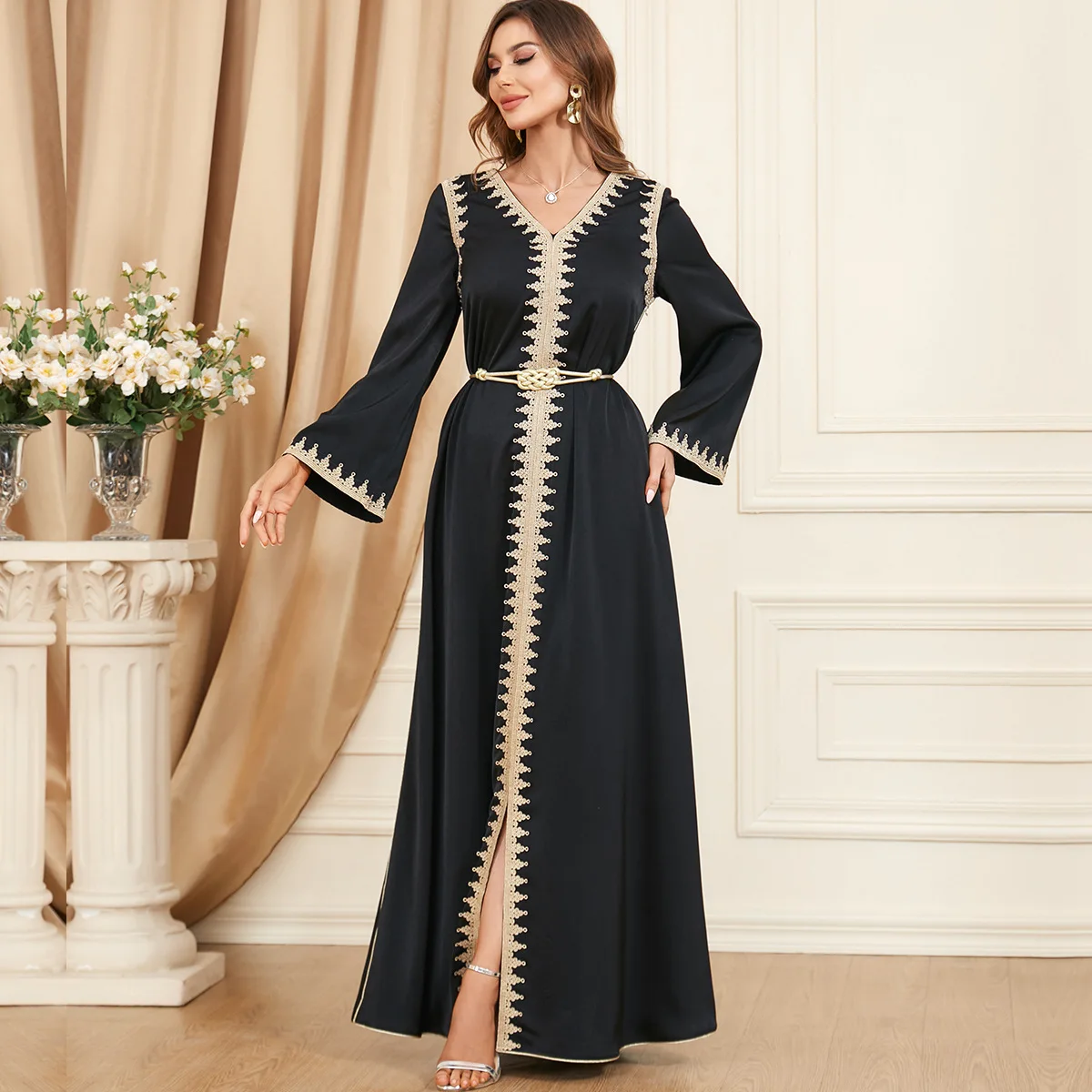 Ramadan Middle East Saudi Arabian Muslim Women\'s Fashion Spring And Autumn Islamic Splice Women\'s Abaya Dress Dress