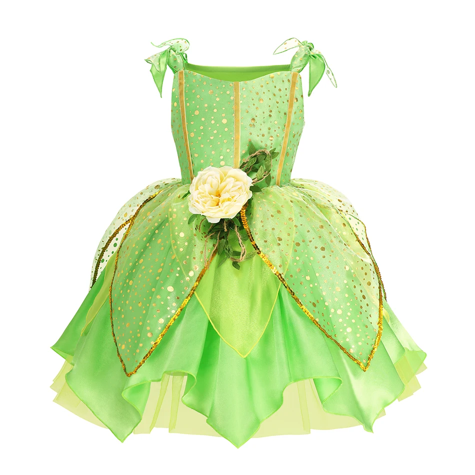 thumbnail image 1 of Disfraz de Disney Tinker Bell para niñas, disfraz de Hada Verde, vestido de princesa de fantasía, fiesta de cumpleaños, Halloween, Carnaval, ropa, 1 of 5