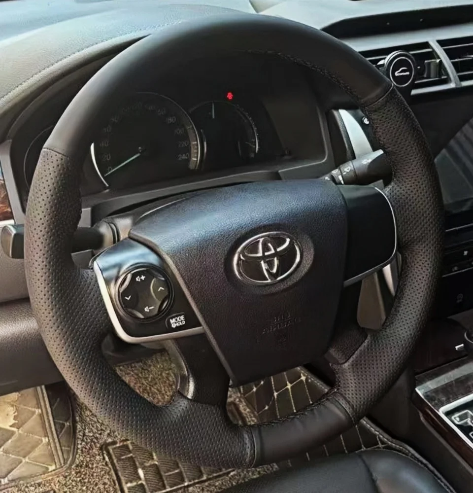 Anpassung Auto Lenkrad Abdeckung Zubehör Hand Nähen Mikrofaser Leder Nicht-Slip Für Toyota Camry 2012 2013 2014 2015 – Detail 1