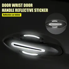 

4pcs Universal Car Door Handle Sticker 3D Reflective Handle Scratch Protective Sticker Reflective Film Decal Car Decorate 2021
