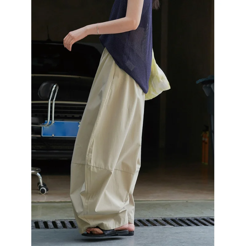 Thin Lyocell Wide Leg Casual Pants Women Loose Trousers Slim Summer Cotton Silky Breathable Literature and Art Curved Clothing