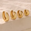Classic Hoop Earrings for Women Girls Gold Color Chunky Stainless Steel Earrings 2026 Trend New in Minimalist Ear Jewelry aretes