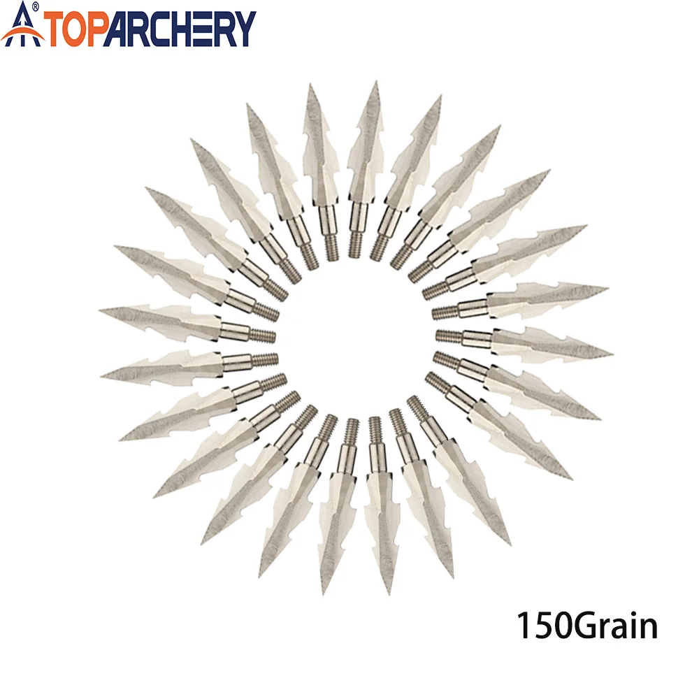 

Toparchery 150Grain Double/triple Edge Carbon Steel Arrowheads for Recurve/Compound Bow Hunting Sport Shooting Accessories 12/24